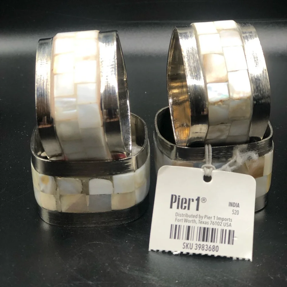 Pier 1 Imports Mother of Pearl Napkin Rings Set of four